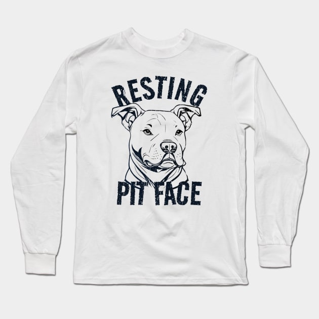 resting pit face - fun pitbull Long Sleeve T-Shirt by SUMAMARU